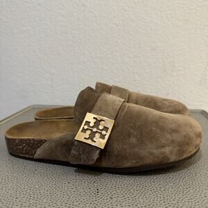 Tory Burch Mellow Suede Mule, River Rock/ Gold Hardware -Women's Size 7
